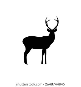 Graceful silhouette of a deer in side profile, featuring prominent branching antlers and slender legs, symbolizing nature and elegance.