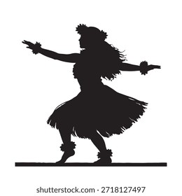 Anmutige Silhouette einer Hula-Tänzerin, die einen traditionellen hawaiianischen Tanz aufführt