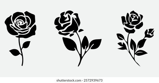 Graceful Silhouette of a Single Rose, Ideal for Wedding Themes and Elegant Designs