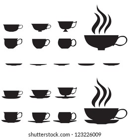 The graceful silhouette of small tea cups