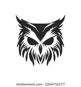 A graceful simple black owl logo. Isolated on a white background.