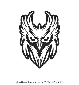 A graceful simple black owl logo. Isolated on a white background.