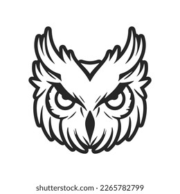 A graceful simple black owl logo. Isolated.