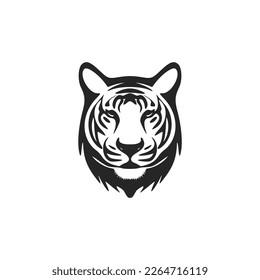 A graceful simple black white logo tiger. Isolated.