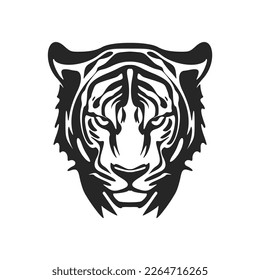 A graceful simple black white vector logo tiger. Isolated.