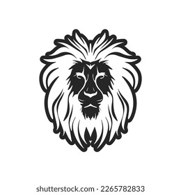 A graceful simple black white vector logo of the lion. Isolated.