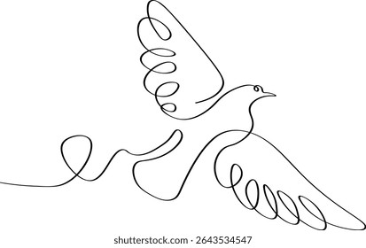 Graceful Single Line Dove Flying Vector Design