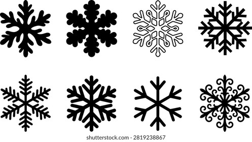 A graceful snowflake design with flowing, curving arms, perfect for elegant winter marketing materials, sophisticated branding, and decorative purposes.
