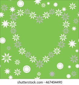 graceful snowflakes on green background