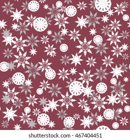graceful snowflakes on red background