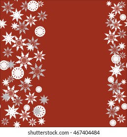 graceful snowflakes on red background