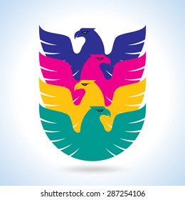 Graceful soaring eagle logo with outstretched wings