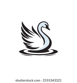 Graceful swan vector logo design