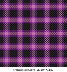 Vetor sem emenda de textura graciosa, fundo têxtil tartan marca. Tecido de verificação de padrão estacionário jogado na paleta de cores roxo e rosa.