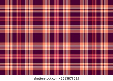 Fundo de tartan de textura graciosa, padrão têxtil de tecido adolescente. Colar vetor xadrez sem costura verificar na paleta de cores escuras e vermelhas.