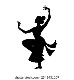 Graceful Traditional Dancer Silhouette ,Black and White