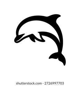 Una elegante silueta de Vector de un delfín saltando, perfecta para logotipos, diseños y proyectos creativos. Este gráfico de alta calidad captura la elegancia y la alegría de la vida marina.