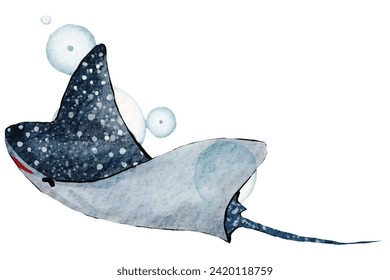 Graceful Watercolor Stingray Illustration: Underwater Beauty