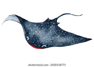 Graceful Watercolor Stingray Illustration: Underwater Beauty