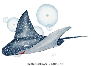 Graceful Watercolor Stingray Illustration: Underwater Beauty