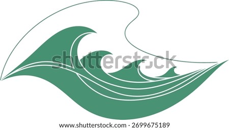 Graceful waves cascade with a smooth, fluid design. This versatile element adds a touch of nature's beauty to any creative endeavor. Ideal for logos and modern designs.