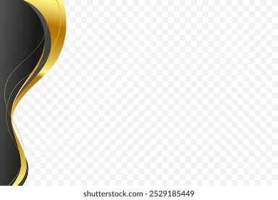 Graceful wavy pattern in a Black and gold vector background for header and footer borders.