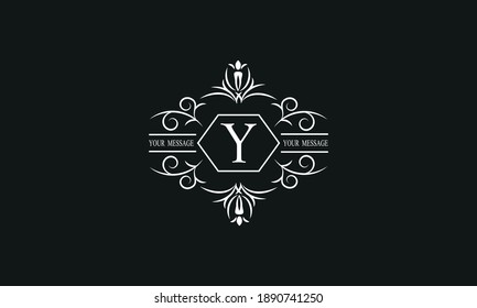 Graceful white monogram on a black background with the letter Y. Elegant logo with the initial. Universal emblem, symbol of restaurant, business, greeting cards, invitations.