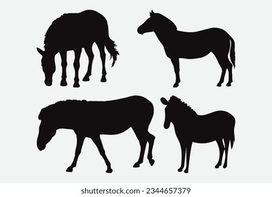 Graceful Wildlife in Motion, Intricate Silhouettes of Zebra Captured in Vector Art