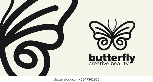 Graceful Wings: Captivating Butterfly Lineart Vector for Logo Design