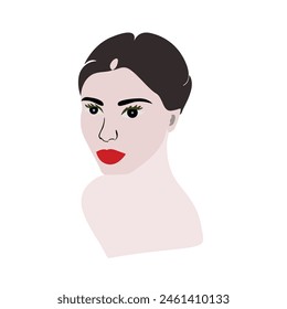 
"Graceful woman's face in detailed vector art exuding timeless beauty.