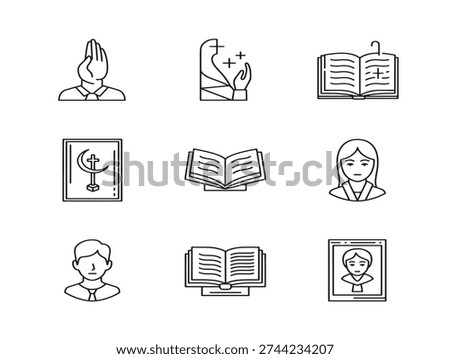 Graceful worship and devotion themed elegant outline illustration