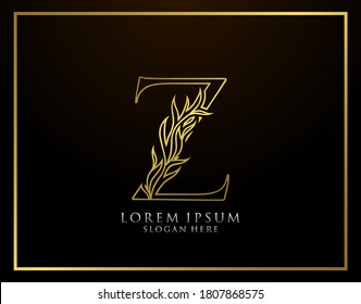 Graceful Z Letter Icon. Luxury Gold alphabet arts logo. Vintage drawn emblem for book design, brand name, stamp, Restaurant, Boutique, Hotel.  