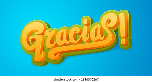 Gracias! 3D lettering thanks in Spanish. Vector illustration.
