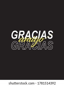 Gracias amigo Text, Thank You friends in Spain Language