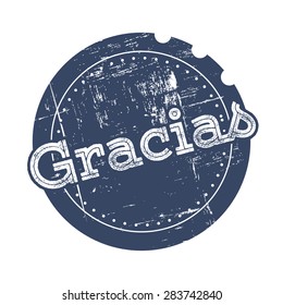 Gracias blue rubber stamp/vector illustration in retro style