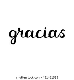 Gracias. Brush hand lettering. Handwritten words with rough edges. Can be used for photo overlays, home decor, posters, holiday clothes, cards and more.