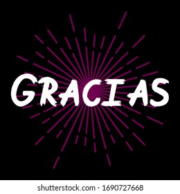 Gracias brush paint hand drawn lettering on black background. Thanks in spanish language design  templates for greeting cards, overlays, posters