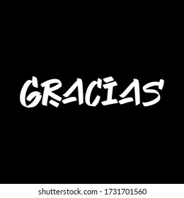 Gracias brush paint hand drawn lettering on black background. Thanks in spanish language design  templates for greeting cards, overlays, posters