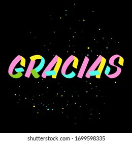 Gracias brush sign paint lettering on black background. Thanks in spanish language design  templates for greeting cards, overlays, posters