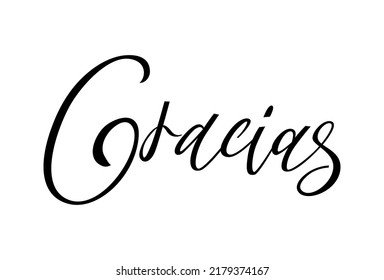 Gracias calligraphy spain text. Hand lettering spanish word thank you. Lettering postcard design in script style. Vector isolated illustration.