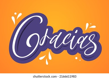 Gracias calligraphy spanish text. Lettering postcard design in script style. Vector isolated illustration.