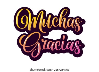 Gracias calligraphy spanish text. Lettering postcard design in script style. Vector isolated illustration.