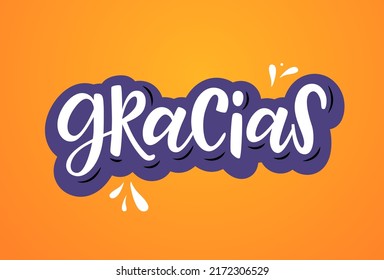 Gracias calligraphy spanish text. Lettering postcard design in script style. Vector isolated illustration.