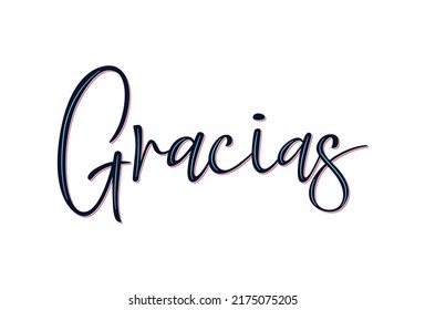 Gracias calligraphy spanish text. Lettering postcard design in script style. Vector isolated illustration.