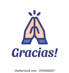 Gracias greeting vector icon. Thank you in spanish language.