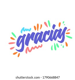 Gracias hand drawn vector lettering brush calligraphy. hand written type for postcard,poster,print,web,icon. vector illustration.