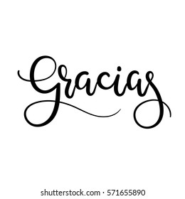 Gracias Hand Lettering Greeting Card. Thank You in Spanish. Vector Illistration. Modern Calligraphy.