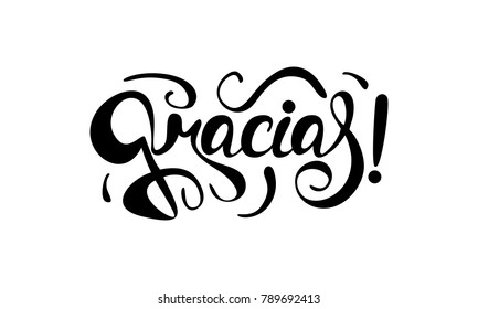 Gracias ! Hand lettering thanks in Spanish.