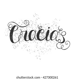 Gracias hand written lettering meaning Thank you on abstract grunge background