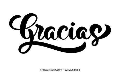 Gracias hand written lettering. Modern brush calligraphy. Thank you in spanish. Isolated on background. Vector illustration